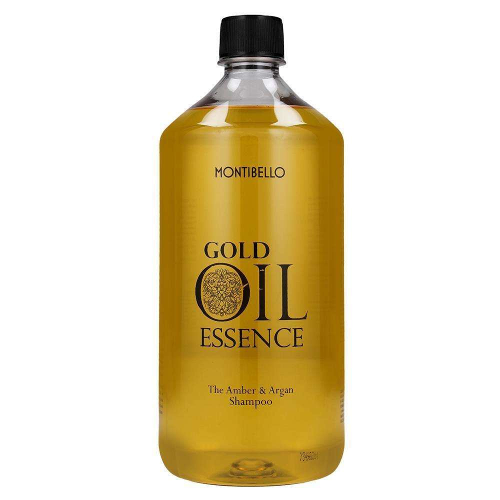 Montibello GOLD OIL ESSENCE 1000 ml – regenerujący szampon z olejkiem arganowym i bursztynowym, intensywnie odbudowujący włosy, przywracający im miękkość i zdrowy blask