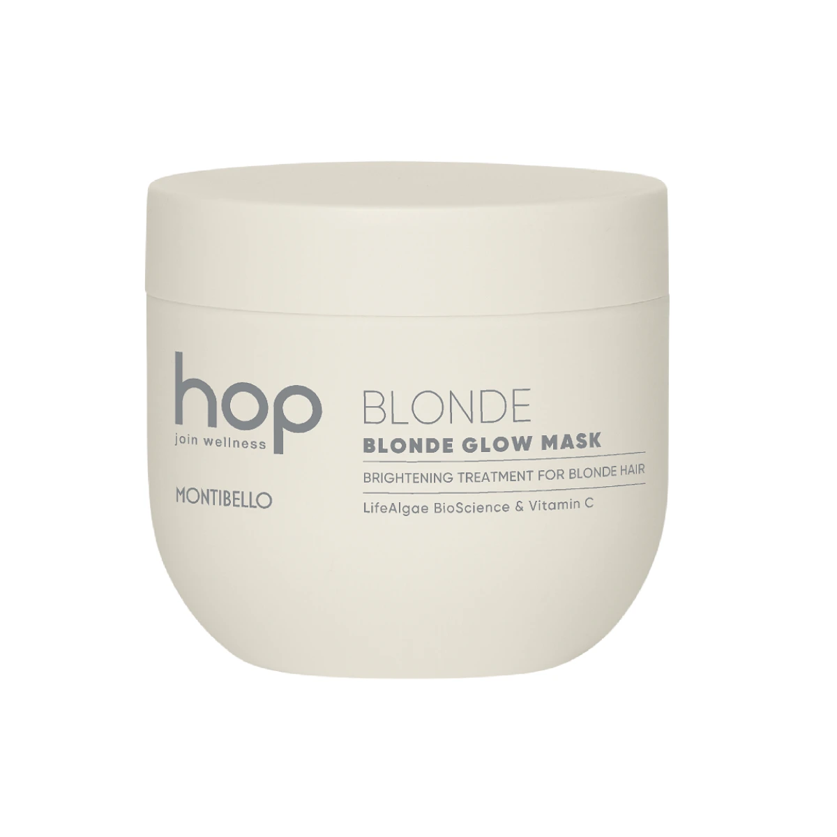 Montibello HOP Blonde Glow Mask 500 ml – maska rozświetlająca do włosów blond i rozjaśnianych, z witaminą C i filtrem UV, wzmacniająca strukturę włosa