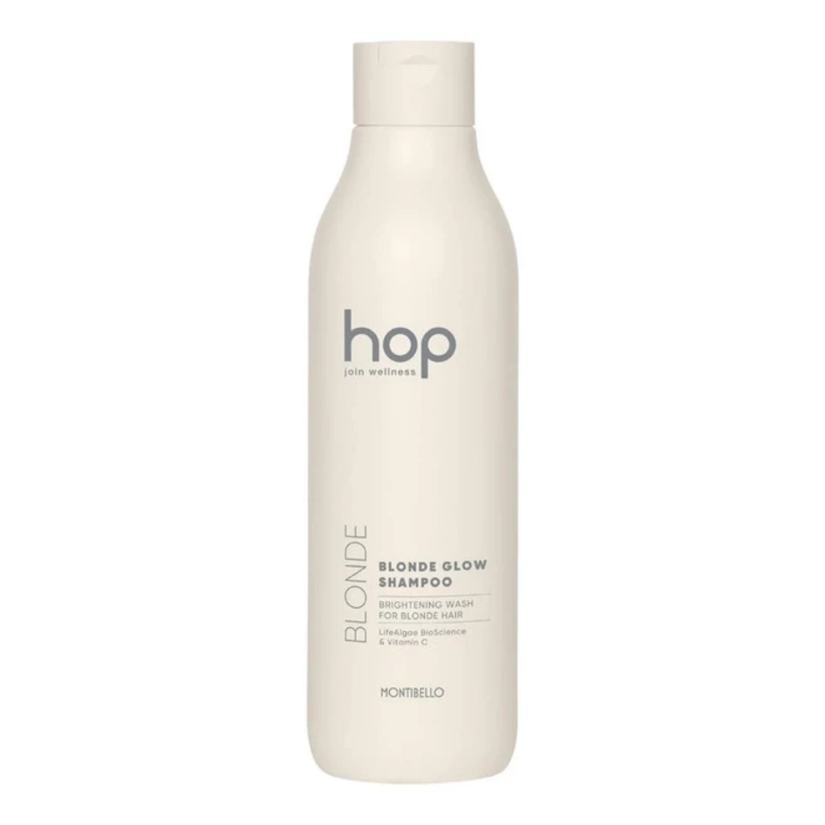 Szampon Montibello HOP Blonde Glow 1000 ml – do włosów blond i rozjaśnianych, neutralizujący, z witaminą C i algami, filtr UV