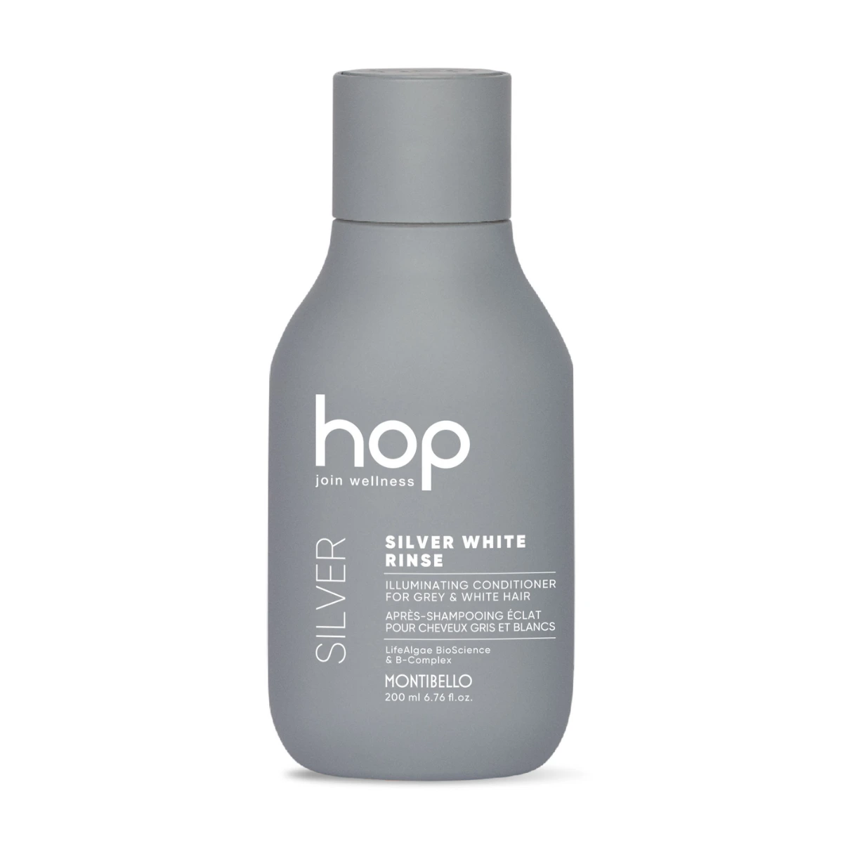 Montibello HOP Silver White Rinse 200 ml – rozświetlająca odżywka neutralizująca żółte refleksy na włosach siwych i platynowych