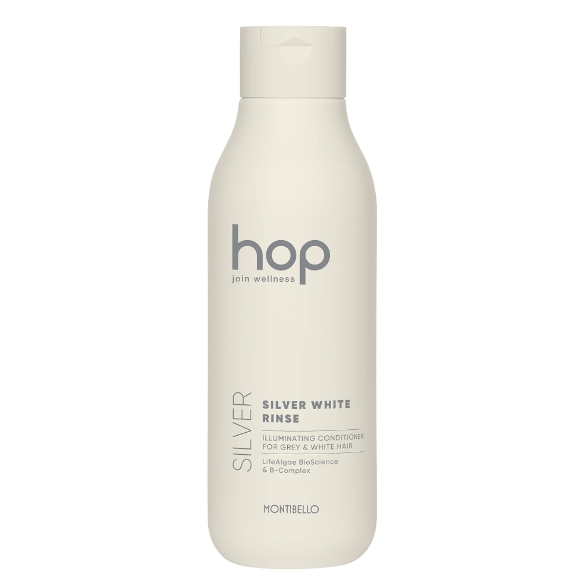 Montibello HOP Silver White Rinse 750 ml – profesjonalna rozświetlająca odżywka do włosów siwych i platynowych neutralizująca żółte refleksy