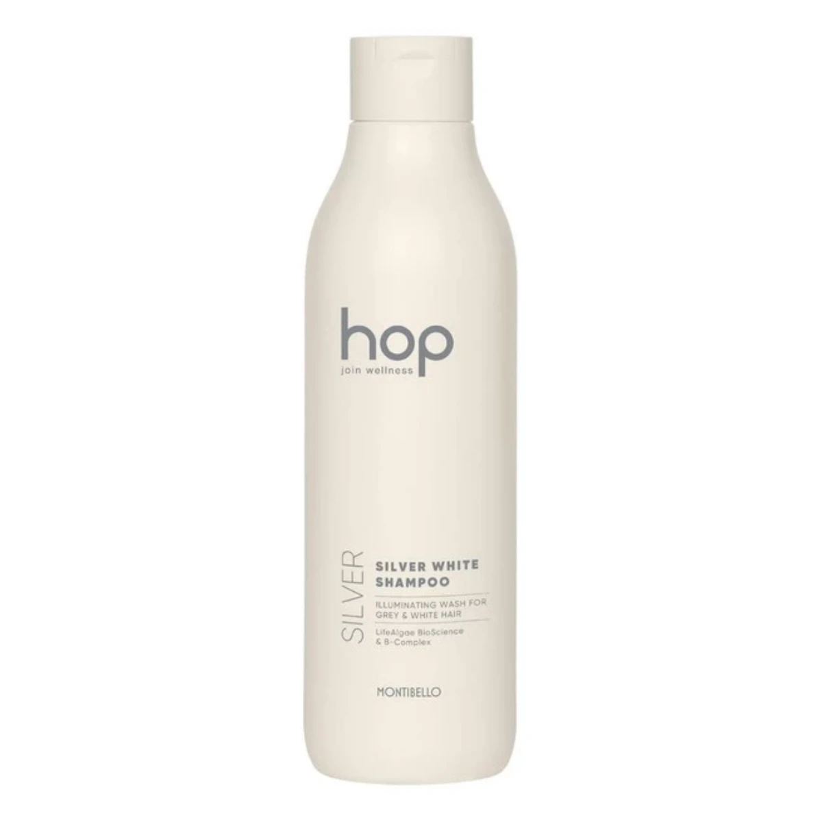 Montibello HOP Silver White Shampoo 1000 ml – profesjonalny szampon rozświetlający i neutralizujący żółte odcienie włosów siwych i platynowych
