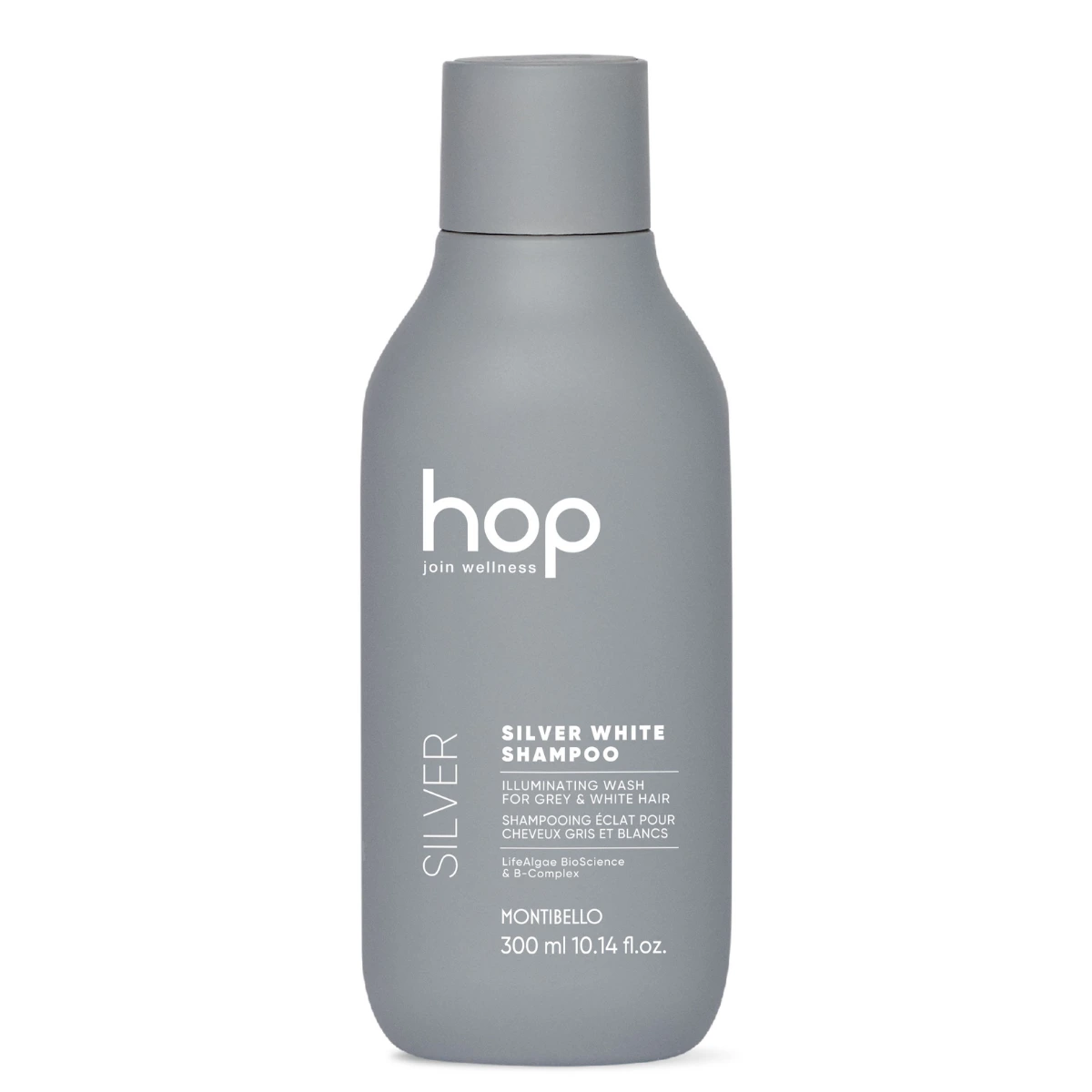 Montibello HOP Silver White Shampoo 300 ml – szampon rozświetlający i neutralizujący żółte odcienie włosów siwych i platynowych
