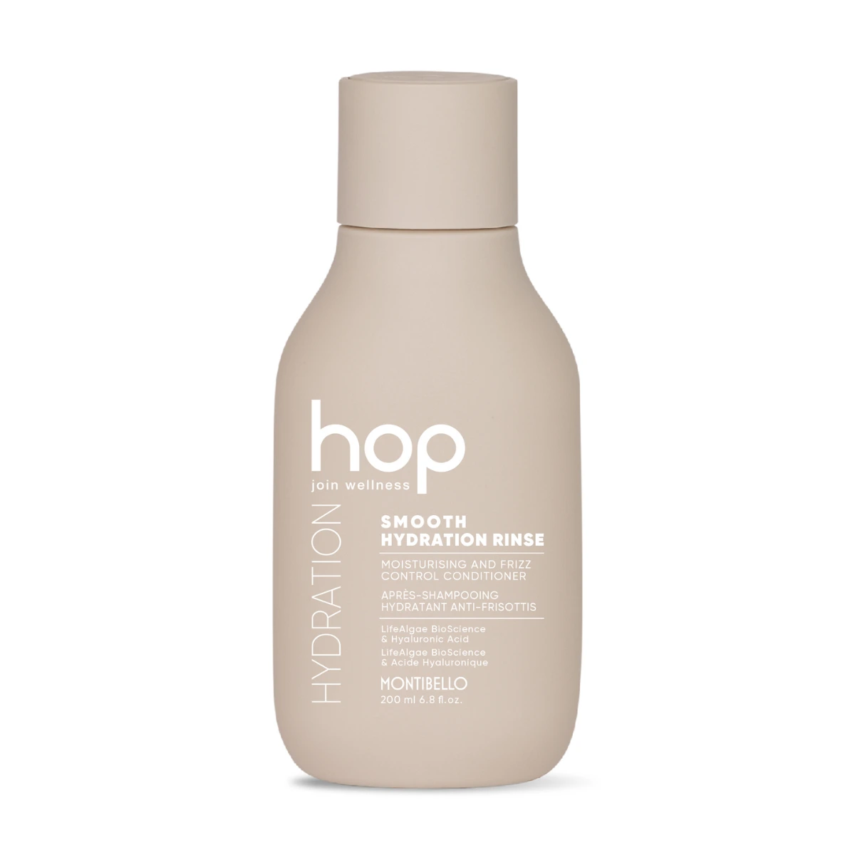 Montibello HOP Smooth Hydration Rinse 200 ml – odżywka nawilżająca do włosów suchych i puszących się z kwasem hialuronowym i chia