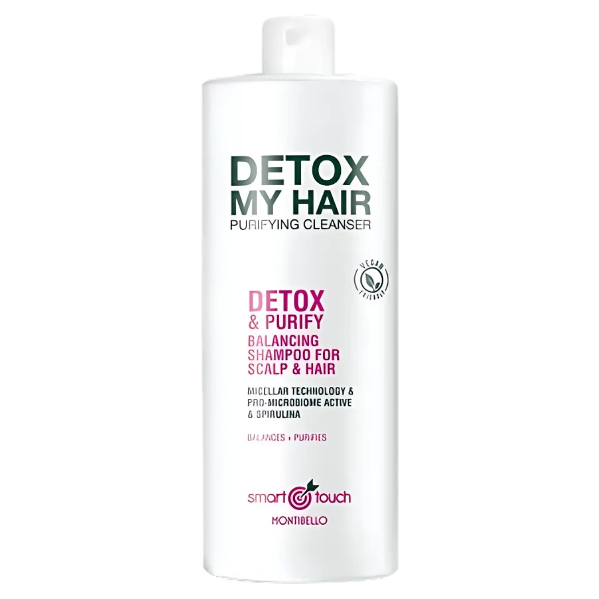 Montibello Smart Touch Detox My Hair 1000 ml – wegański micelarny szampon oczyszczający z moringą i spiruliną, detoksykujący włosy i skórę głowy, idealny do codziennego stosowania