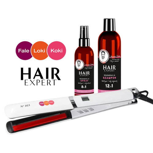 Prostownica Fale Loki Koki N103 Premium  + Spray i Szampon Hair Expert Regeneracja