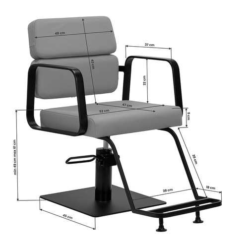 Gabbiano fotel fryzjerski Porto czarno Szary