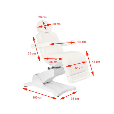 Fotel kosmetyczny elektr. Azzurro 869A obrotowy 4 siln. biały