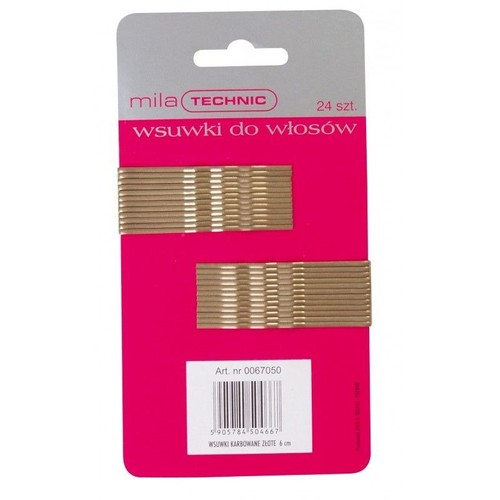 Wsuwki MILA karbowane złote 6cm (24szt) 0114