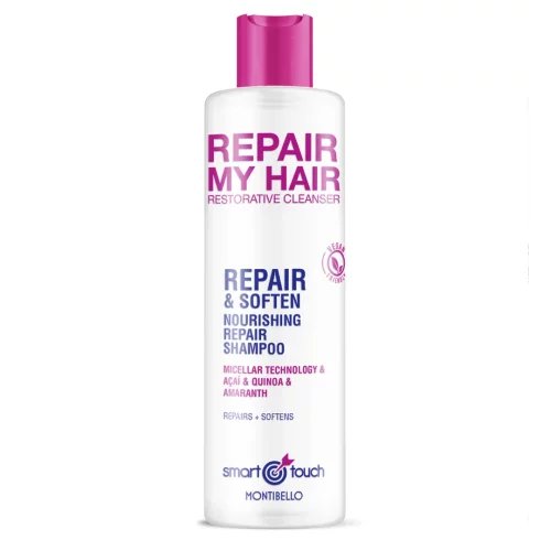 MONTIBELLO Smart Touch Repair My Hair 300 ml – naturalny, wegański szampon micelarny odbudowujący z acai, Quinoa i amarantusem, ochrona koloru