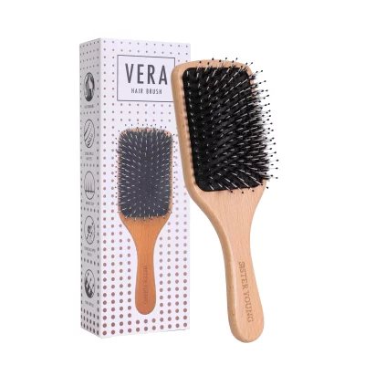 Sister Young VERA typu paddle brush, włosie dzika + nylon