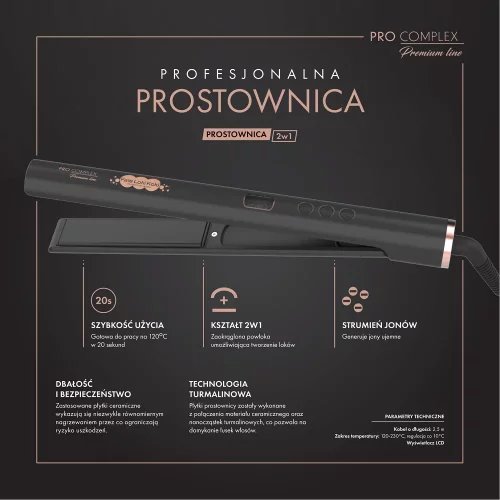 Fale Loki Koki – Prostownico-lokówka – PREMIUM LINE Pro Complex – 2w1: prostowanie i loki, 120–230 °C
