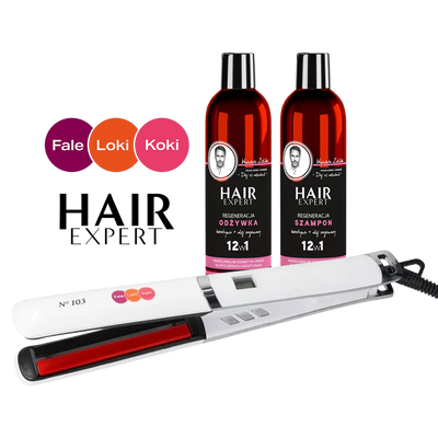 Prostownica FLK N103 Premium + Szampon i Odżywka Hair Expert Regeneracja