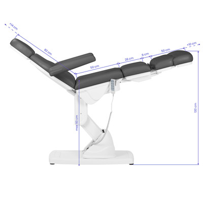 Fotel kosmetyczny podologiczny elektr. Kate 4 siln. szary