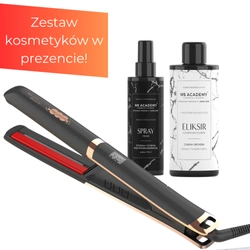 Prostownica do włosów z podczerwienią Pro infra premium line Fale Loki Koki + termoochronny spray + szampon czarna orchidea WS Academy