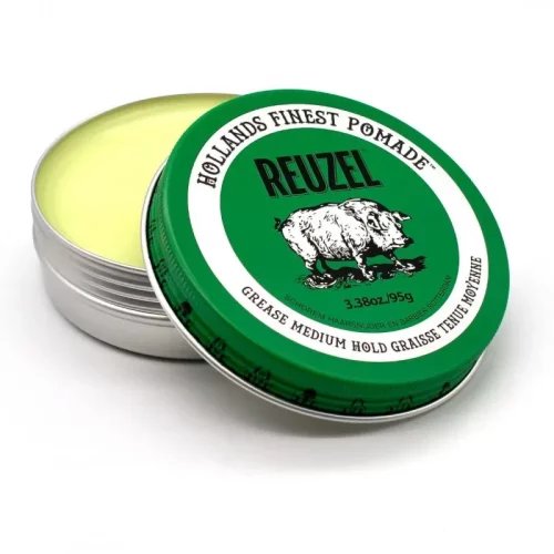 Reuzel – Green Pomade – Pig 95 g – Zielona woskowa pomada o średnim chwycie i połysku