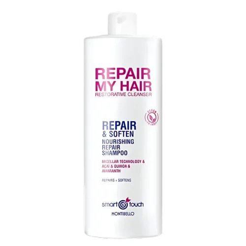 MONTIBELLO Smart Touch Repair My Hair 1000 ml – naturalny, wegański szampon micelarny odbudowujący z acai, Quinoa i amarantusem, ochrona koloru