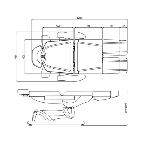 Fotel kosmetyczny elektr. Azzurro 869AS pedi obrotowy 5 siln. biały