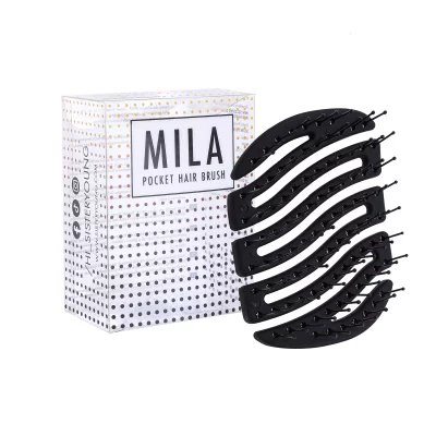 Sister Young Mila Pocket NV BLACK – Mini szczotka do włosów z elastycznym nylonowym włosiem