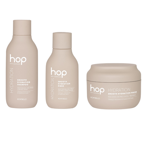 Zestaw wygładzający i nawilżający do włosów HOP Smooth Hydration Montibello - szampon 300ml + odżywka 200ml + maska 200ml