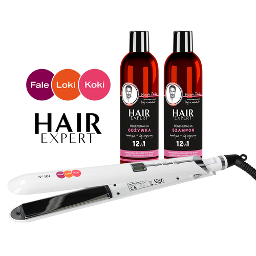 Prostownica FLK N101 Premium + Szampon i Odżywka Hair Expert Regeneracja
