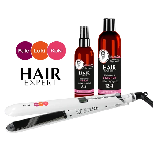 Prostownica FLK N101 Premium + Spray i Szampon Hair Expert Regeneracja