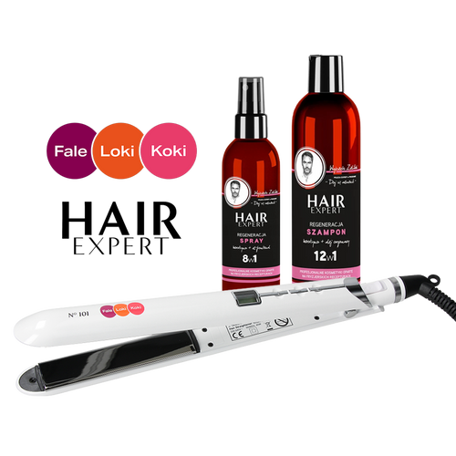 Prostownica FLK N101 Premium + Spray i Szampon Hair Expert Regeneracja