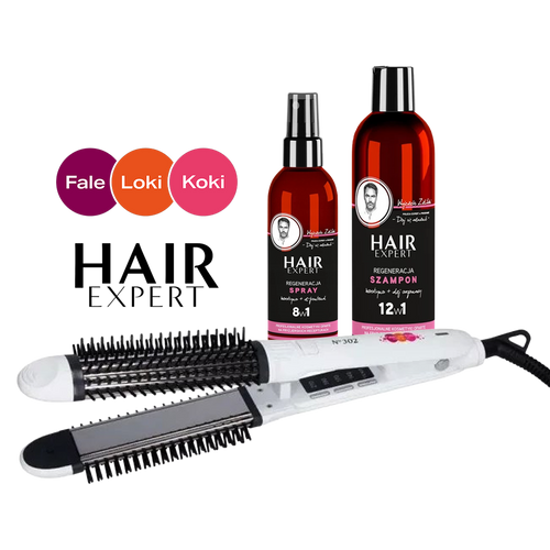 Zestaw Prostownica FLK N302 Premium  + Spray i Szampon Hair Expert Regeneracja